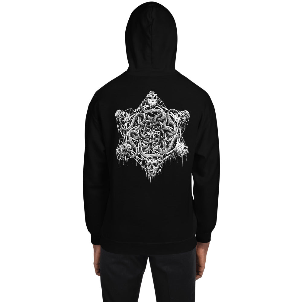 Skull & Snake Unisex Pull Over Hoodie (Image on Back)